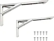 NZBZHHZGPL 2pcs Wall Mounted Folding L-Shaped Shelf Bracket Heavy Duty for TV Projector Screen DVD Under 50kg Bracket