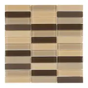 Beige Brown Cream Crystal Glass Mosaic Tile Matte Stacked Kitchen Backsplash