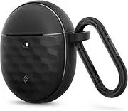 [Caseology] by SPIGEN Parallax for Google Pixel Buds Pro 2/ Pro Case with Metal Carabiner Ring, 3D Hexa Cube Design, Air Space Technology, Precise Cutouts Non-Slip Grip Protection Cover - Black
