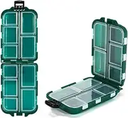 Fishing Tackle Box Reusable 10 Compartment Plastic Box Fishing Accessories for Fishing Fishhook (Green)