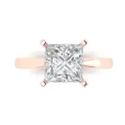 2.9 Princess Cut Bridal Engagement Anniversary Promise Bridal Ring 14k Rose Gold