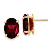 14k Yellow Gold 14x10mm Oval Garnet Earrings