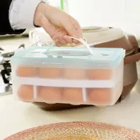 在飛比找Yahoo!奇摩拍賣優惠-雞蛋保鮮盒24格雙層手提雞蛋收納盒 雙層雞蛋保護盒 雞蛋盒【