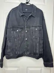 EDWIN 90'S BLACK WASHED OVERSIZED JACKET IN IRONY SIZE MEDIUM NWT SIZE L
