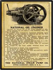 1914 National Steam Pump Co. New Metal Sign: Oil Engines - Upper Sandusky, Ohio