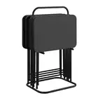 Cosco 5 Piece Folding Vinyl Top TV Tray Set Black with Storage Rack Portable ...