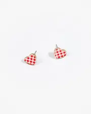 Multi Colour Checkerboard Heart Earrings