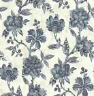 Wallpaper Classic Blue Jacobean Floral Vine on Faux Finish Background, 56 sq ft