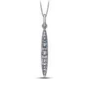 Natural Diamond Accent Elongated Marquise Pendant in Sterling Silver