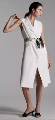 Anthropologie Mare Mare x Women Button-Front Ivory Classic Blazer Midi Dress S