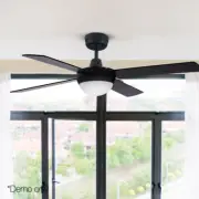 52" Ceiling Fan With LED Light Remote Control And Timer 3 Speed Wooden Blades