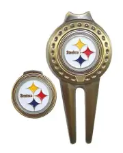 Pittsburgh Steelers Hat Clip & Divot Tool with Golf Ball Marker Combo