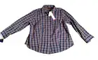 TALBOTS Blouse Womens Petite 14WP Button-Up Long Sleeve Plaid Preppy NEW