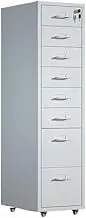 Metal Office Filing Cabinet with Lock, 8 Tiers Large Capacity Data Organizer, Multifunctional Storage Drawer Cabinet for Office, White