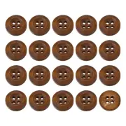 50Pcs Wooden Buttons 15mm 4 Hole Round Wood Sewing Button Craft, Coffee