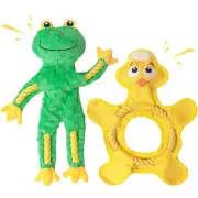 Dog Toys to Keep Them Busy, Plush Tug of War Interactive Rope Dog Toys, Squea...