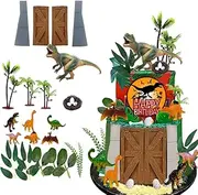 Dinosaur Cake Toppers Dinosaur Park Cake Topper with Park Door Eggs Leaves Trees Cake Decorations For Birthday