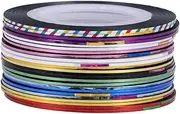 DONFAMDS 30Rolls Shining Holographic Nail DIY Striping Tapes Self Adhesive Lines for Manicure Pedicure for Nail Art Decoration and Designs Mixed Colors