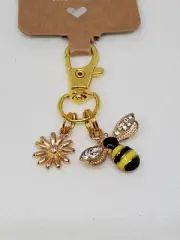CUTE HONEYBEE & FLOWER CHARM FOR HORSE BRIDLE, BACKPACK, OR KEYCHAIN, FREE SHIP