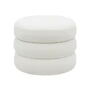 [James Lane] Bolo Cylinder Boucle Ivory Storage Ottoman