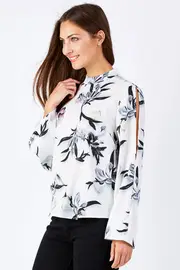 Stephanie Floral Split Sleeve Blouse--OJA-JAW2013