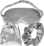 HEATSHAKING 3Pcs Silk Eye Mask Set with Hair Scrunchies Sleeping Eye Patch Fashion Headband Storage Bag for Comfort Travel Relaxation present for Self Care