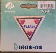 Retired Brownie Girl Scout Try Its Badge Manners Patch "Please" New Iron On