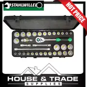 Stahlwille Socket and Accessory Set 34 Piece 12PT 1/2"Dr 10-32mm & 3/8" 91339212