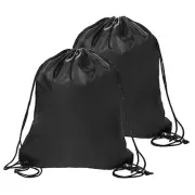 Sliverdew 2 Pcs Drawstring Backpack Bags Sports Cinch Sack String Bags Black