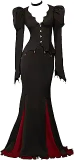[MEOWCOS.COM] MEOWCOS Women's Halloween Dress Gothic Black Bat Style Bodycon Maxi Dress