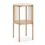 Design Square Connell Modern Round Wooden End Lamp Side Table - Black