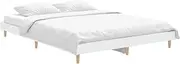 vidaXL Modern-Bohemian Bed Frame for Double Bed, Engineered Wood Structure, Sturdy Wooden Legs, with Plywood Slats, Elegant Design, White, Dimensions: 193x138x20 cm