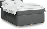 Generic Box Spring Bed with Mattress Dark Grey Double Fabric,3289176