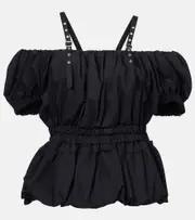 [Noir Kei Ninomiya] Noir Kei Ninomiya Peplum cotton poplin top AU 12 black