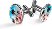 [Generic] Men's Cufflinks, Summer Coconut Palm Trees Cuff Links for Men, Classic Cufflinks Black for Suit Shirt Wedding Business Birthday Jewelry Gift