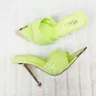 Venus Lime Green Slim High Heel Pointy Toe Slip On Sandals Slides Clogs