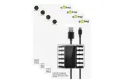 8pc Goobay 5-Slot Cable Tie Management Organiser Tidy Wire Cord Storage Black