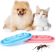 Perthlin 2 Pieces Cat Food Basic Dog Bowls 25 oz Plastic Double Pet Food Water Bowls Feeding Bowl Tray Cat Eating and Drinking No Spill for Dogs Pets, Pink and Light Blue