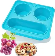 Divided Snack Trays, Compartmented Snacks Box, Silicone 3 Compartments Reusable 420Ml Container for Camping Picnic Fruits Candy Party Nut Entertaining Travel Kids