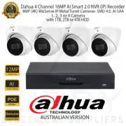 Dahua 4CH 12MP AI NVR+8MP WizSense SMD 4.0 AI SSA 2.8mm WH Turret Cameras & HDD