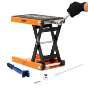 1100 lb Motorcycle Dirt Bike Scissor Lift Jack Hoist Stand with Brush Orange