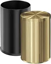LEASYLIFE 9 Liter/2.4 Gallon, Small Gold Trash can with Swing lid, Bathroom Trash can, Bedroom Garbage bin,Trash bin for Office, Living Room, Metal,Brass Stainless Steel