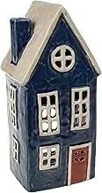 Shudehill Giftware Village Pottery Tall Cottage Navy Tealight