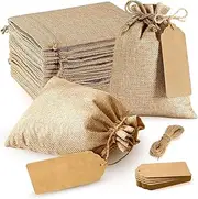 Burlap Drawstring Bags, 20Pcs Reusable Grocery Burlap Bags with Drawstring, Wedding Hessian Jute Bags for Wedding Favors Party Jewelry Pouches, Coffee, Christmas, DIY Craft Bags (4 x 5.5inch)