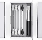 BOETECO Reusable Ear Swab and Makeup Swabs Kit.Reusable Silicone Cotton Swabs for Ears, Baby, Beauty: Pointy Tips, Black Tip, Nodules and Cleaning Brush. (4Swabs, White Case)