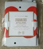 Pottery Barn Teen Peanuts Snoopy " Good Grief " set of 2 Standard Pillowcases