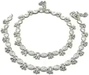 [Generic] 925 Sterling Silver Anklet, Designer Payal, 26 cm Length, 43 g