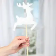 Set of 4 Glistening Snowy White Foam Reindeer 22" Tall Floral Picks