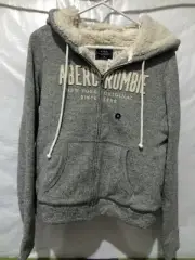Abercrombie & Fitch Gray Sherpa Lined Hooded Jacket Full Zip M