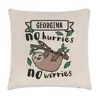 Personalised No Hurries No Worries Sloth Cushion Cover Pillow Funny Birthday